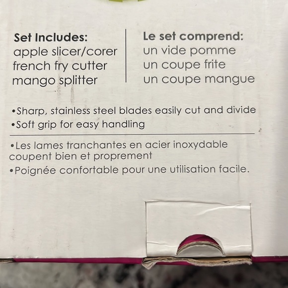 Core Kitchen 3 piece corer & slicer set. Apple, mango and French fri NEW in Box - Picture 4 of 5